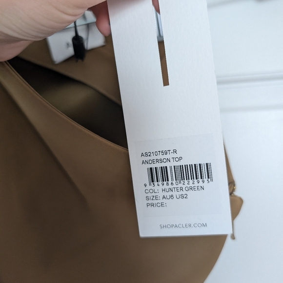 NWT ACLER Anderson Top in Hunter Green | One Shoulder | US Women's Size 2 - Picture 6 of 8
